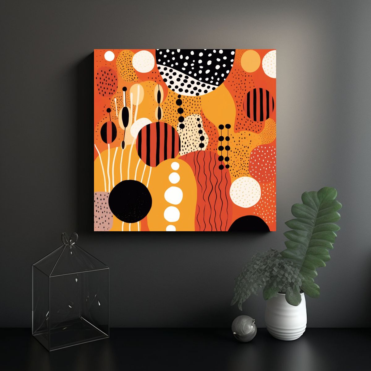 GENERICO - Cuadro Dormitorio Minimalista Con Patrones 90x90 Cm