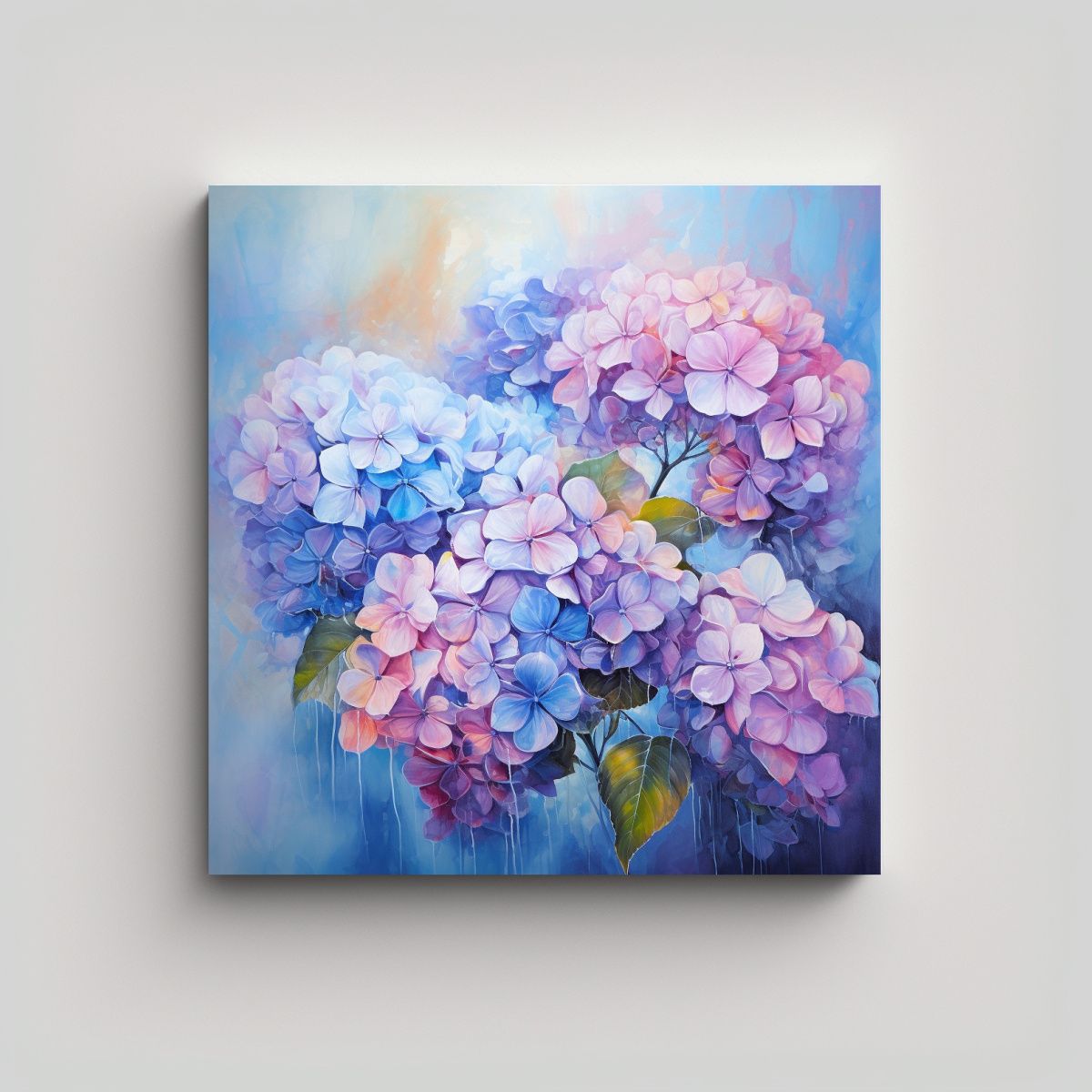 GENERICO - Arte De Pared Impreso Hydrangeas Flores Pintura 90x90 Cm