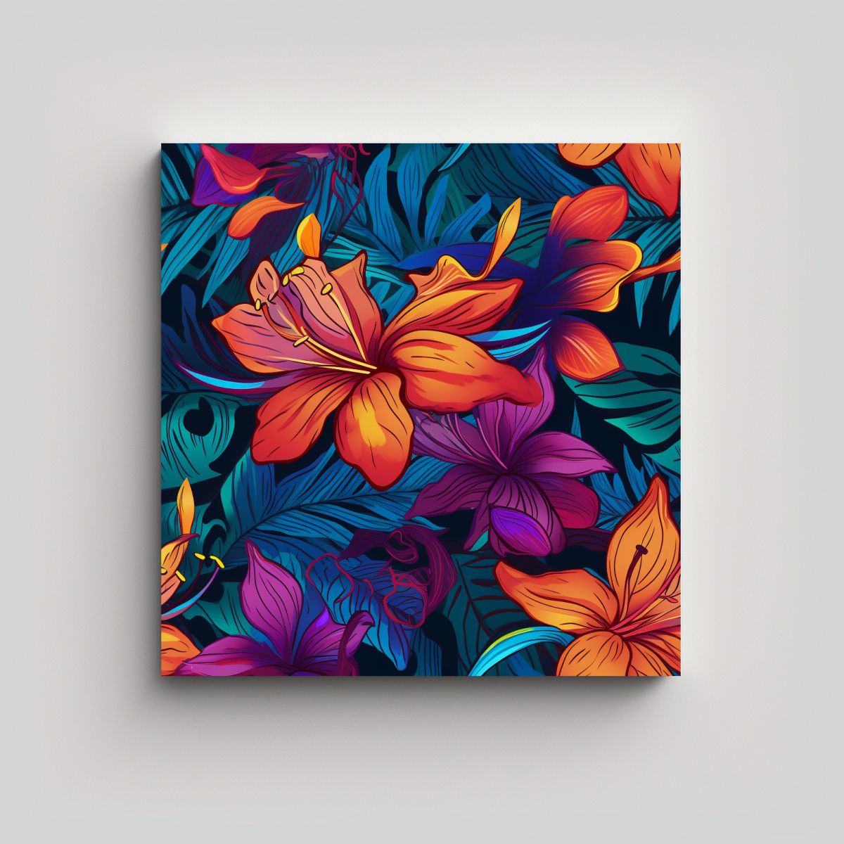 GENERICO - Cuadro Decorativo Exótico De Flores Hawaianas 80x80 Cm