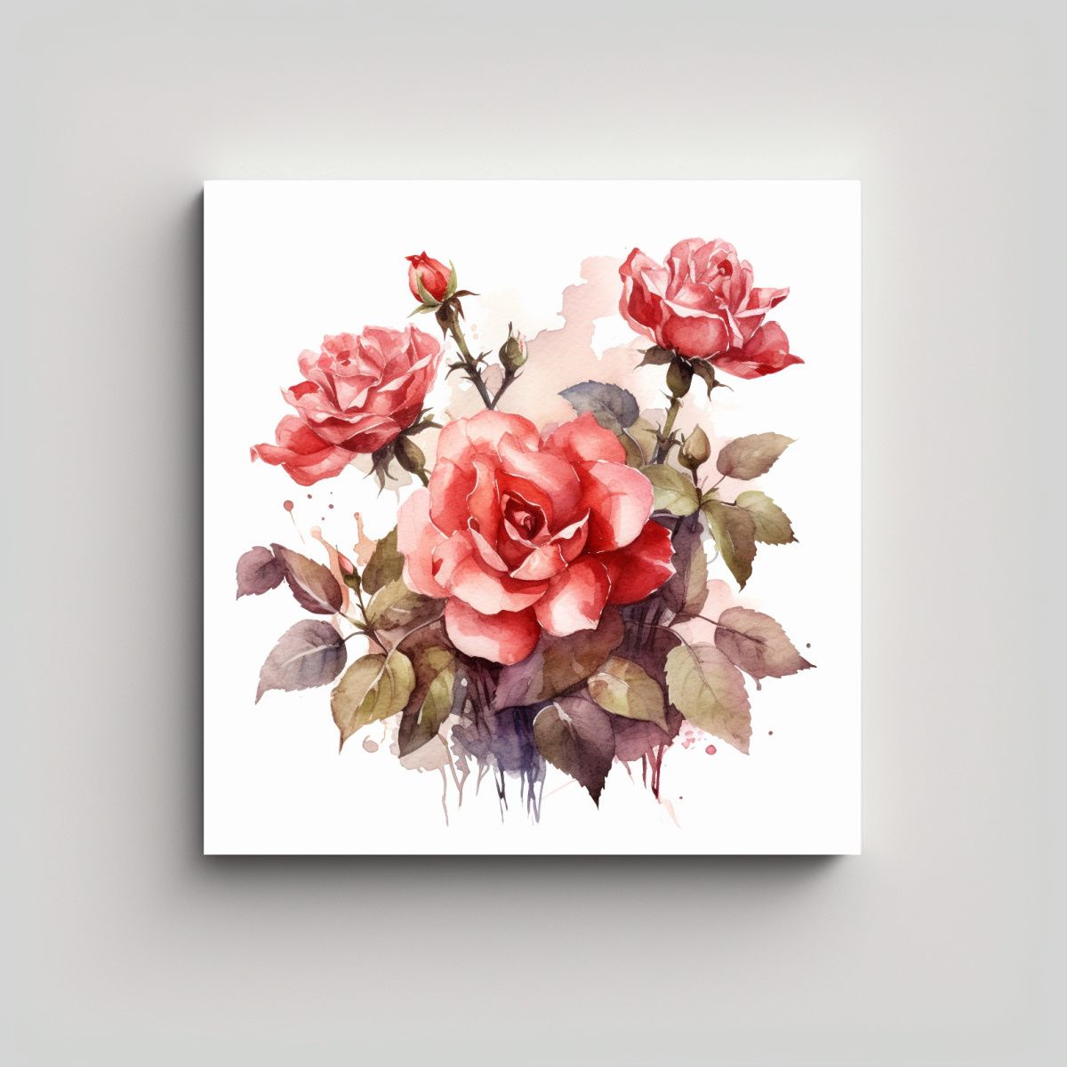 GENERICO - Diseño Full Color De Rosa En Estilo Acuarela 70x70 Cm