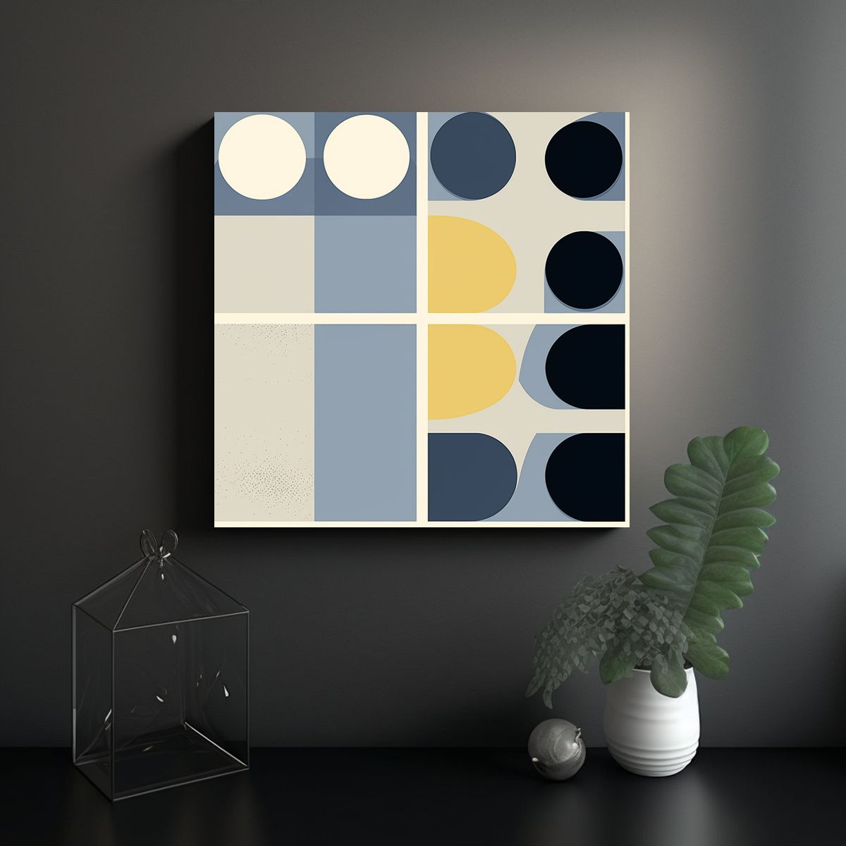 GENERICO - Cuadro Decorativo Diseño Gama De Azules Y Grises 70x70 Cm