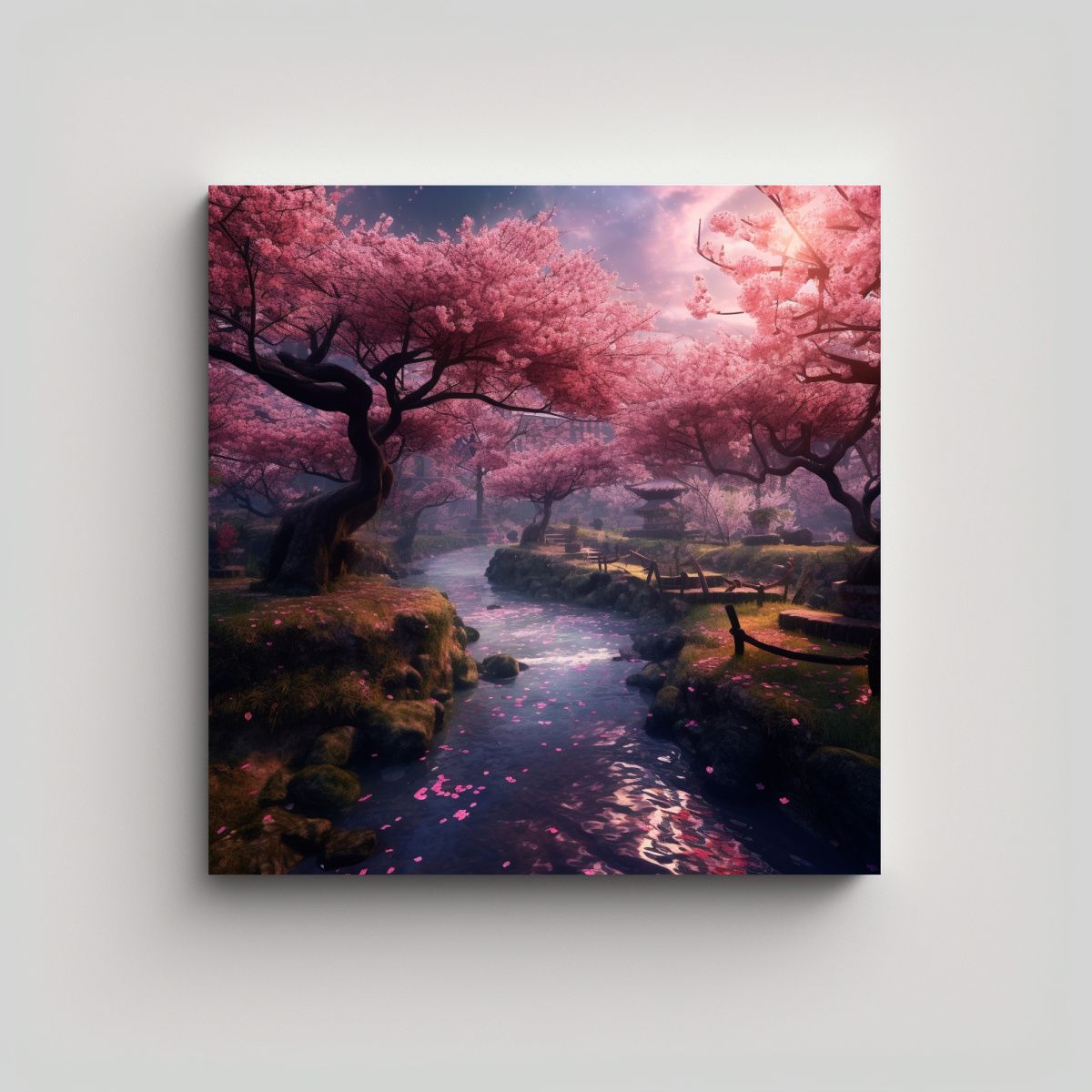 GENERICO - Pintura Concepto Luminoso Cuadro Japón Cerezos 80x80 Cm