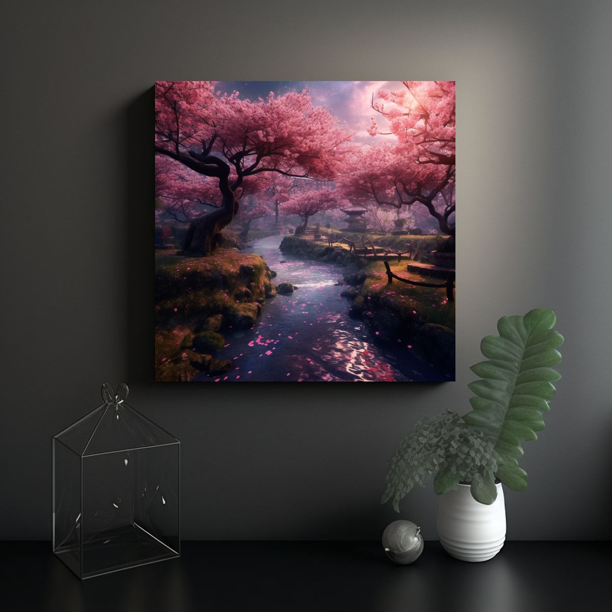GENERICO - Pintura Concepto Luminoso Cuadro Japón Cerezos 80x80 Cm