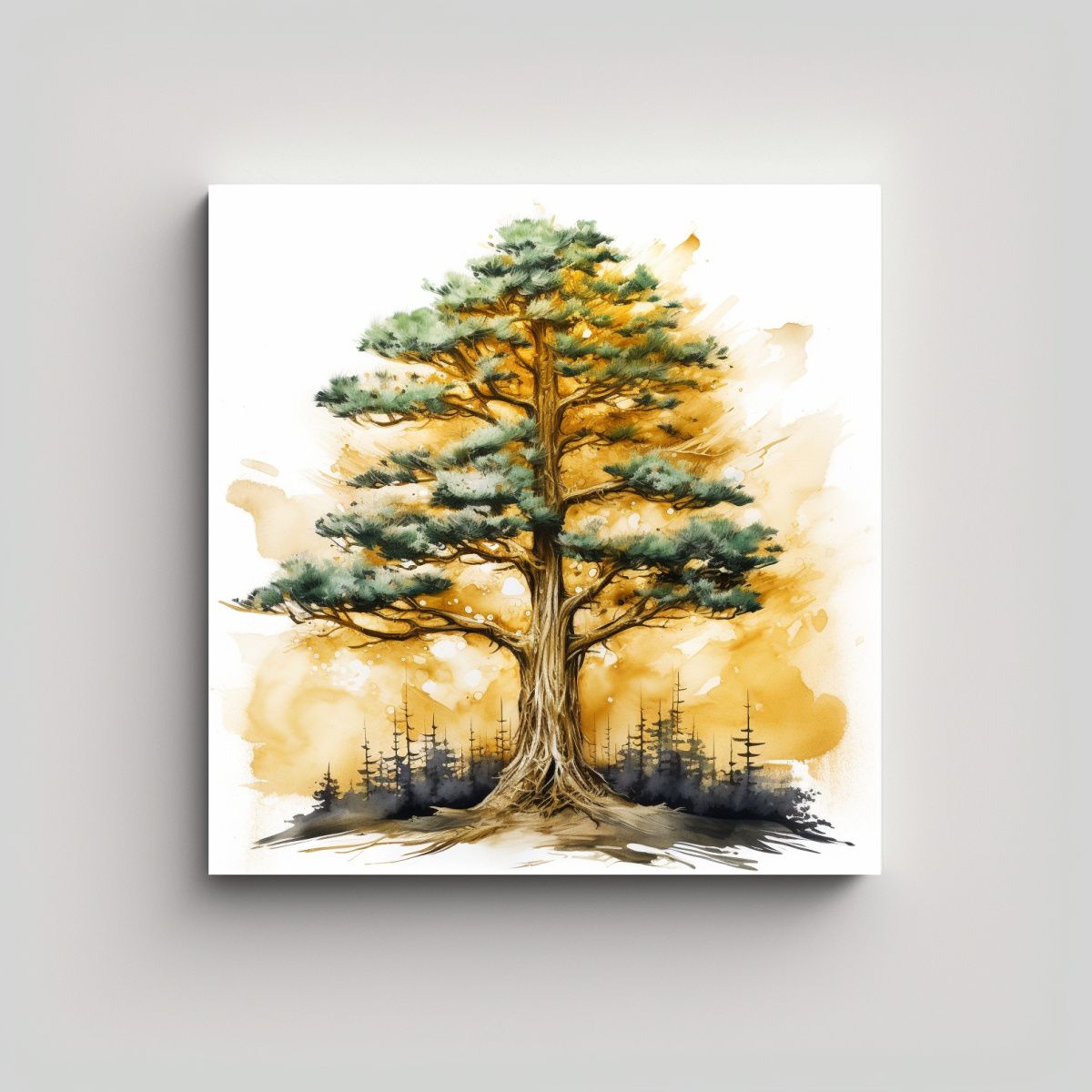 GENERICO - Pintura Acuarela Inspirada En La Naturaleza 70x70 Cm