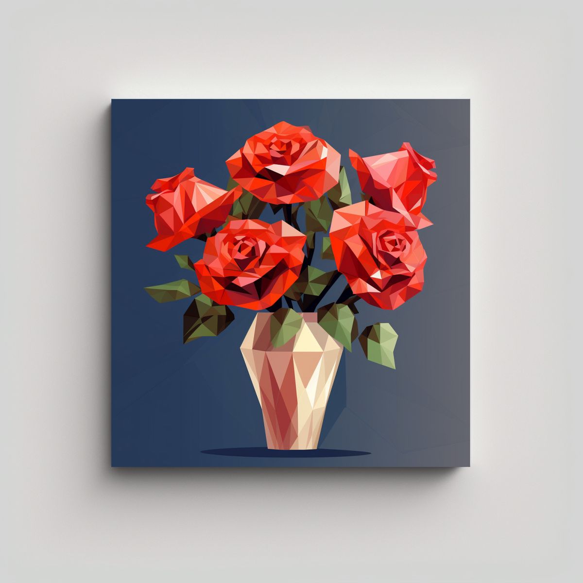 GENERICO - Cuadro Decorativo Época Rosas Rojas En Jarrón 70x70 Cm