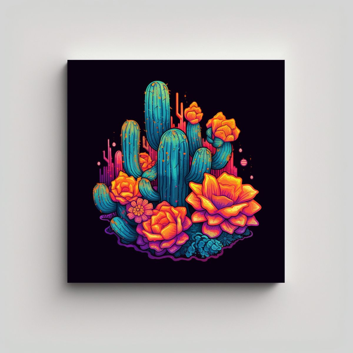GENERICO - Minimalista Acuarela Canva Con Logo Cactus 70x70 Cm