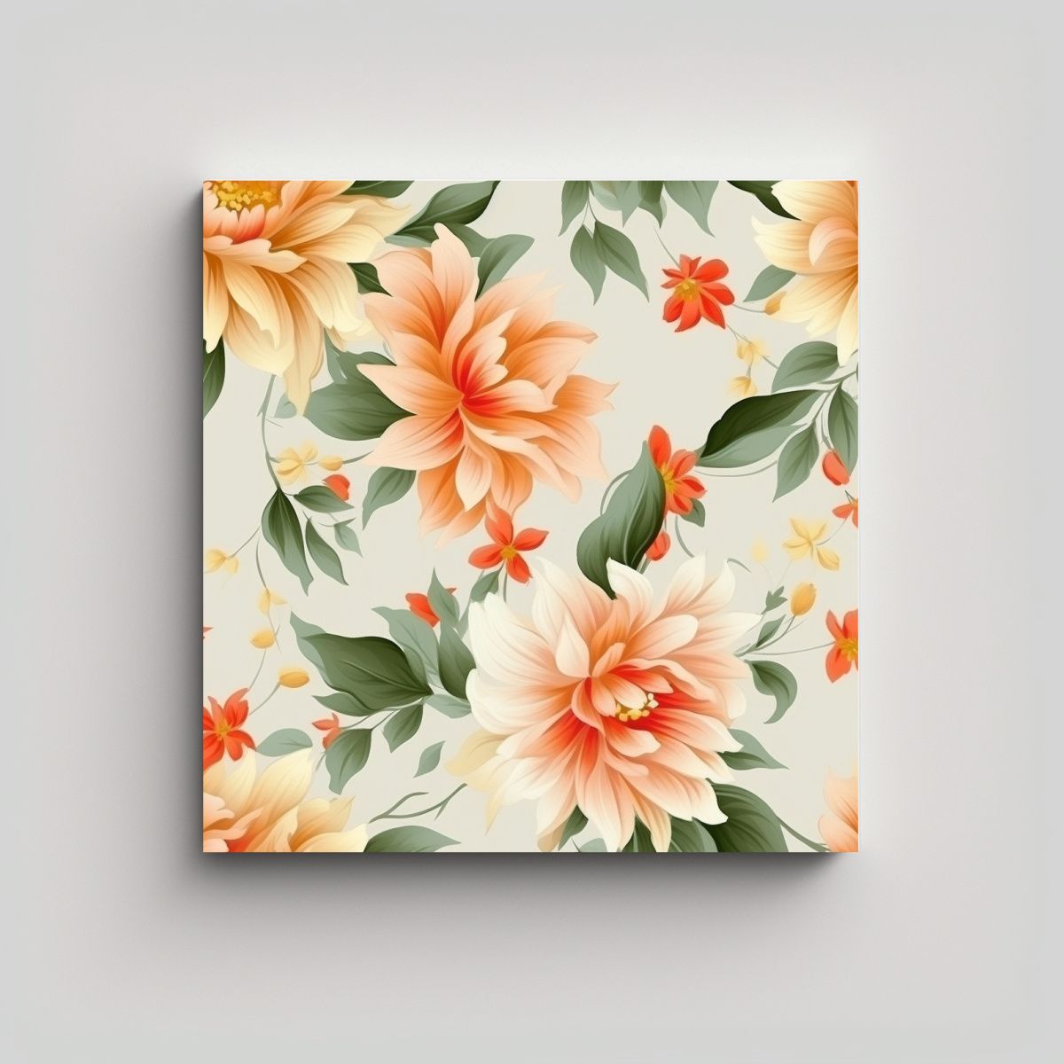 GENERICO - Lienzo Vintage Con Patrón Enigmático De Flores 70x70 Cm.