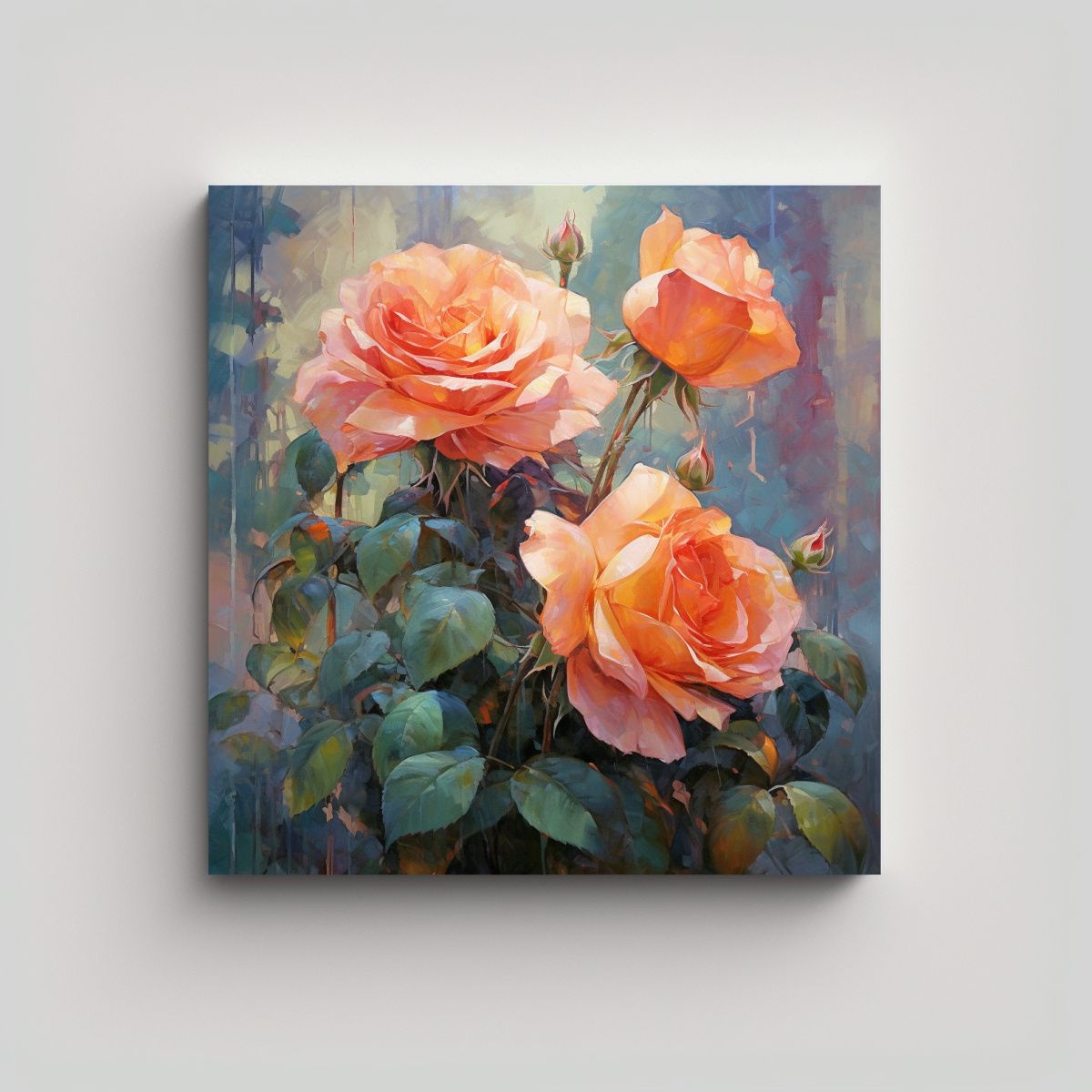 GENERICO - Cuadro Contemporáneo De Rosas Movimiento 70x70 Cm.