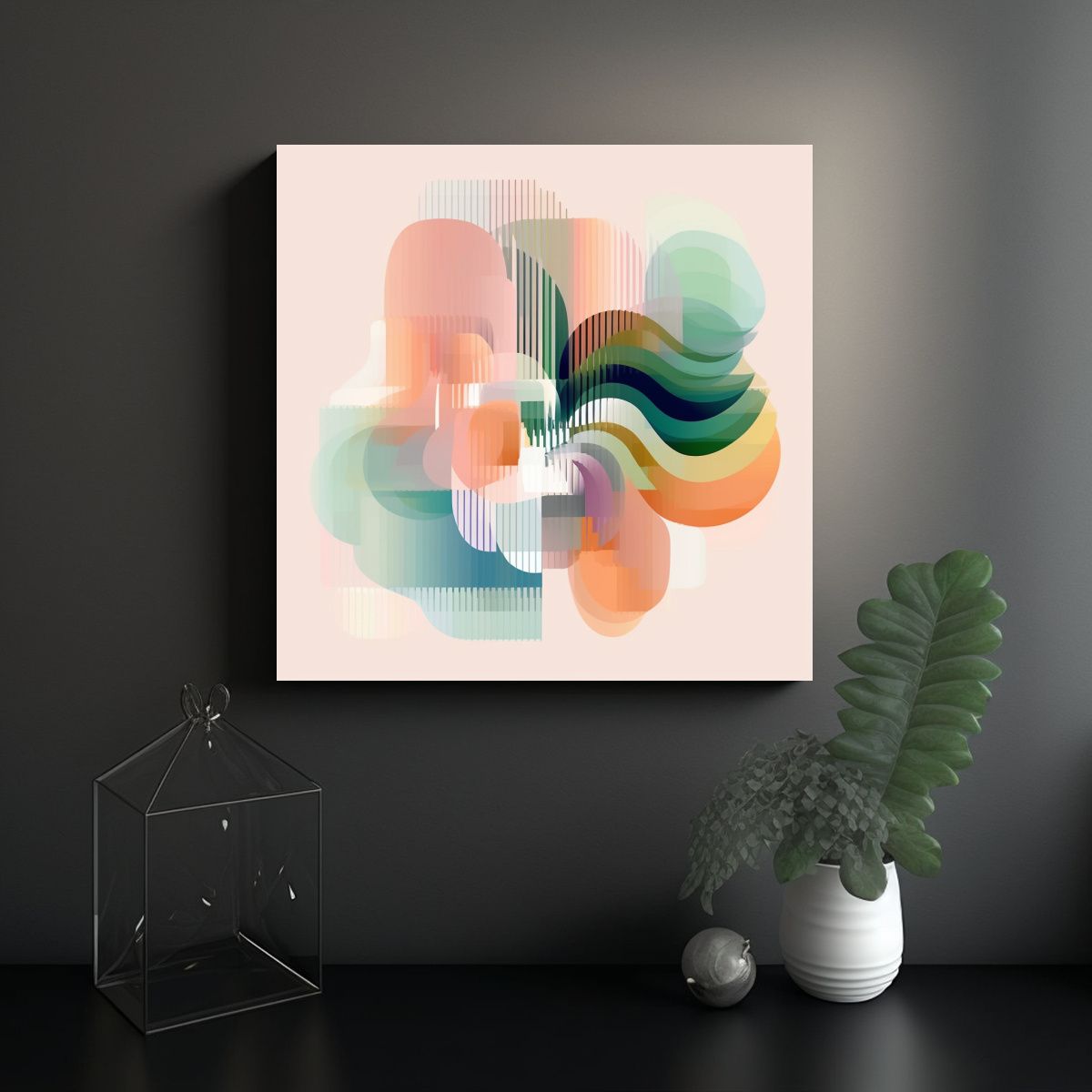 GENERICO - Cuadro Abstracto Flor En Forma De Patrón Glitch 90x90 Cm