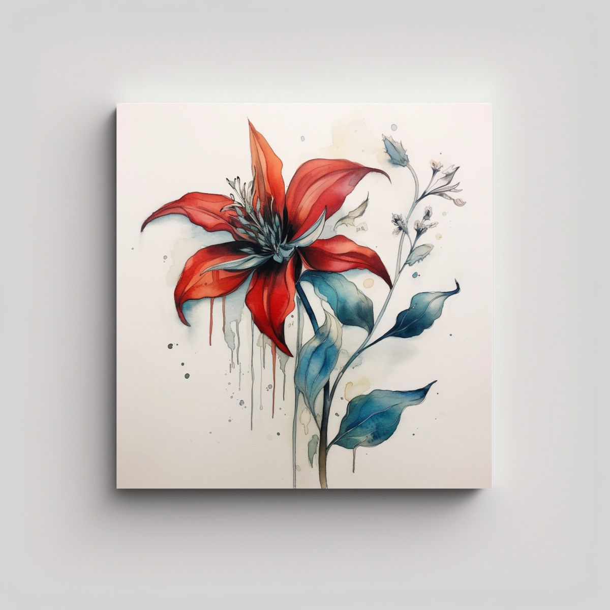 GENERICO - Cuadro Decorativo Canva Flores Botánicas En 70x70 Cm