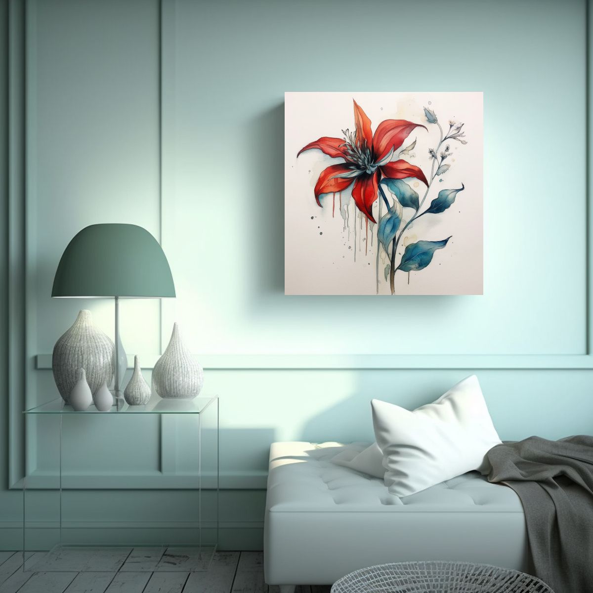 GENERICO - Cuadro Decorativo Canva Flores Botánicas En 70x70 Cm
