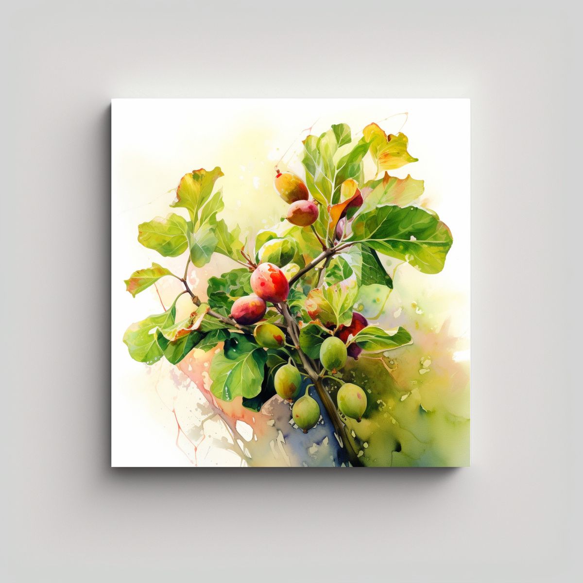 GENERICO - Pintura Abstracta Fig Tree Green AND Red Para 70x70 Cm
