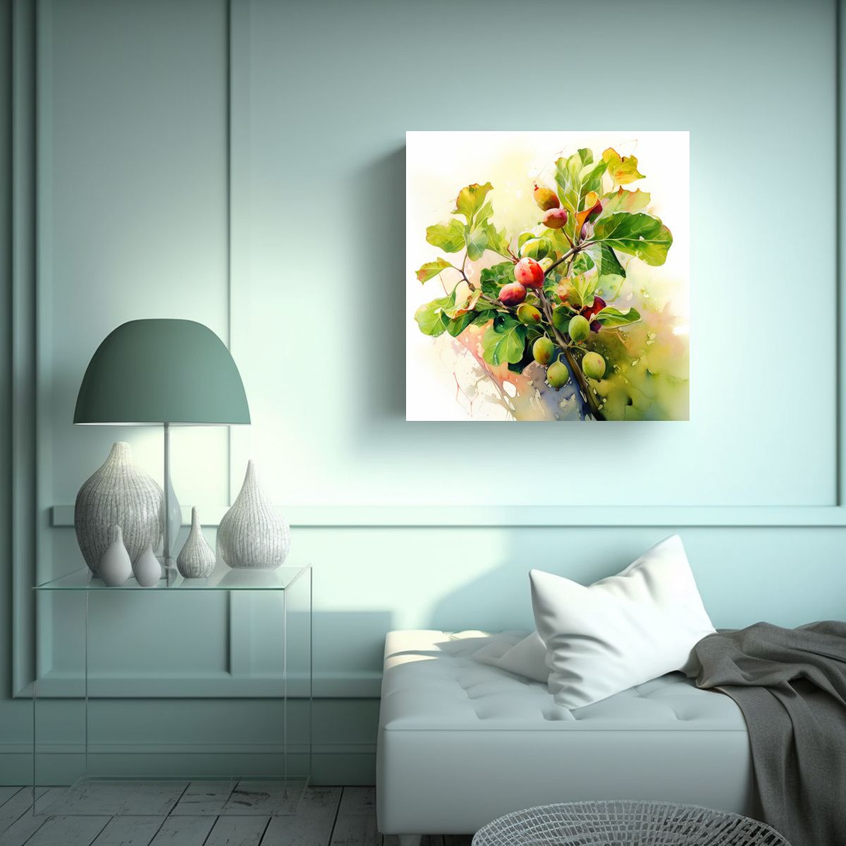 GENERICO - Pintura Abstracta Fig Tree Green AND Red Para 70x70 Cm