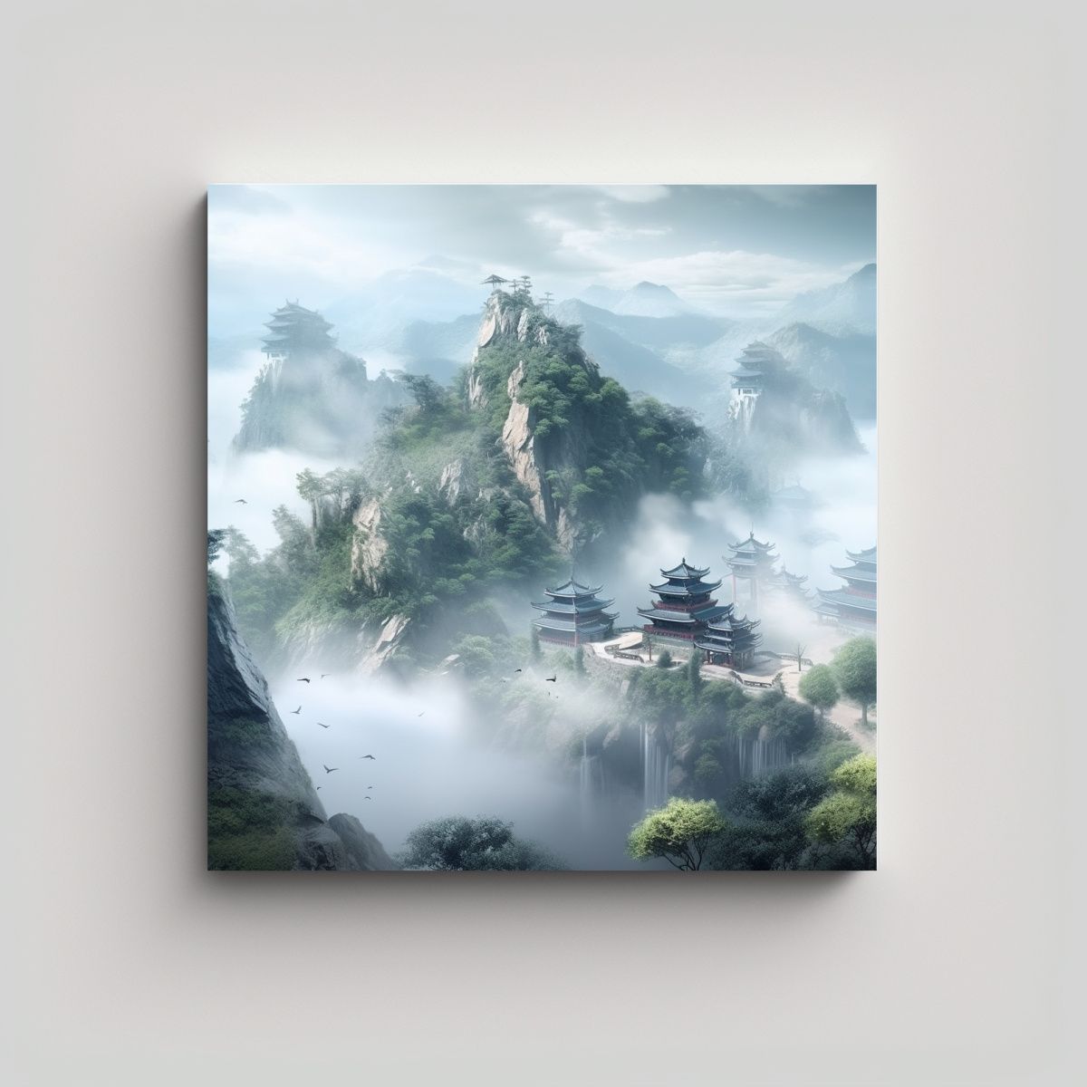 GENERICO - Paisajes Chinos De Montañas Y Ríos En 70x70 Cm.