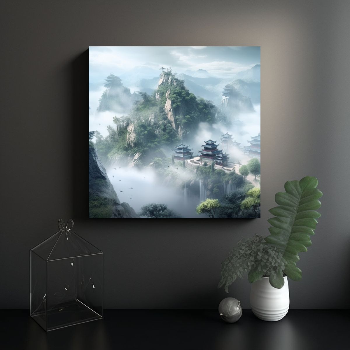 GENERICO - Paisajes Chinos De Montañas Y Ríos En 70x70 Cm.