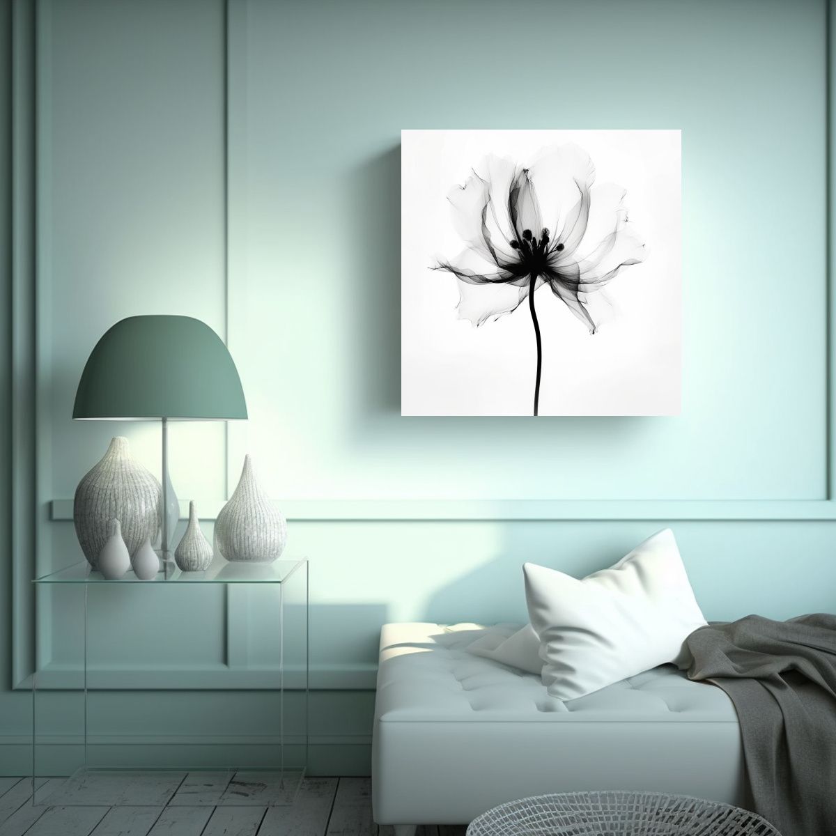 GENERICO - Cuadro Estilo X-Ray Dain L Tasker Flor En 80x80 Cm.