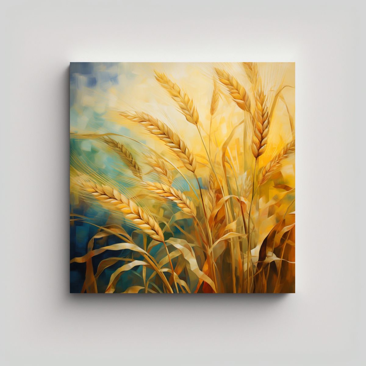 GENERICO - Pintura Abstracta De Hierbas En Movimiento 80x80 Cm.