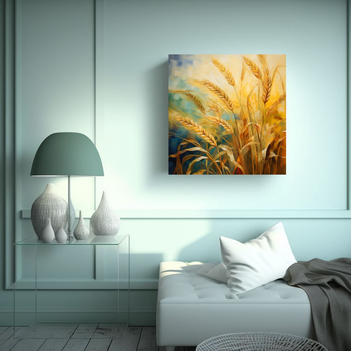 GENERICO - Pintura Abstracta De Hierbas En Movimiento 80x80 Cm.