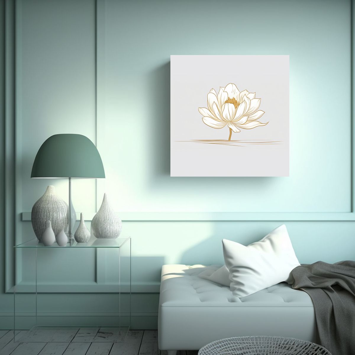 GENERICO - Lienzo Estrellado Con Contorno De Dalia Dorada En 90x90 Cm