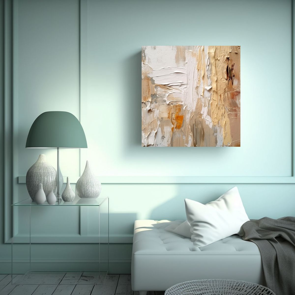 GENERICO - Lienzo Creativa Unico Pintura Abstracta En Blanco 70x70 Cm