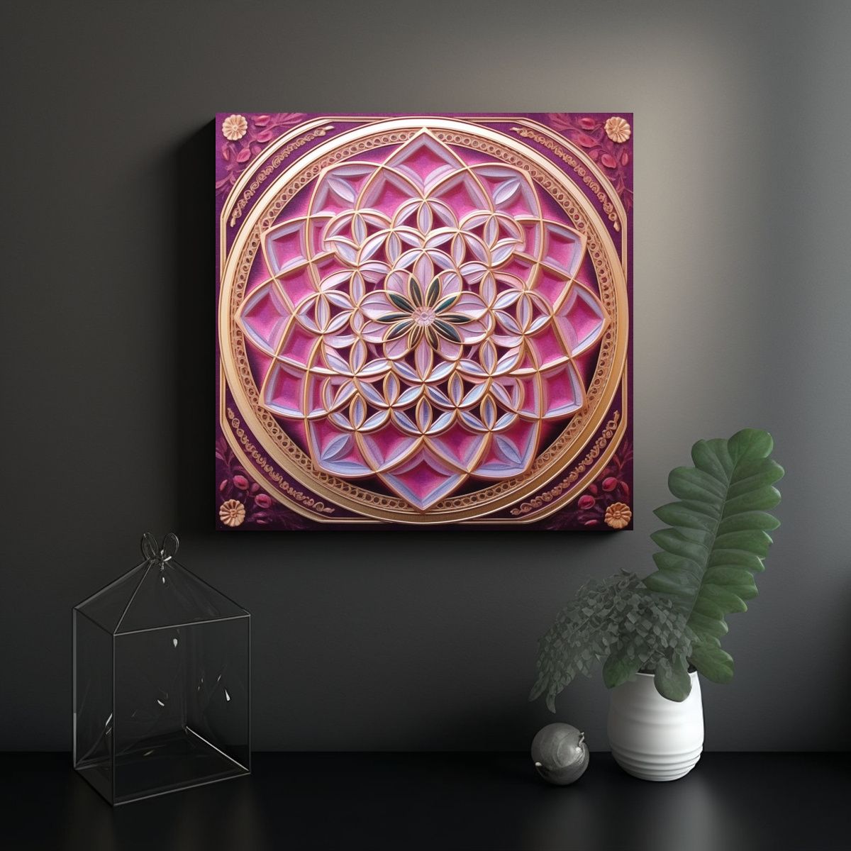 GENERICO - Pintura Decorativa Arte Dibujo Callejero Mandala 80x80 Cm.
