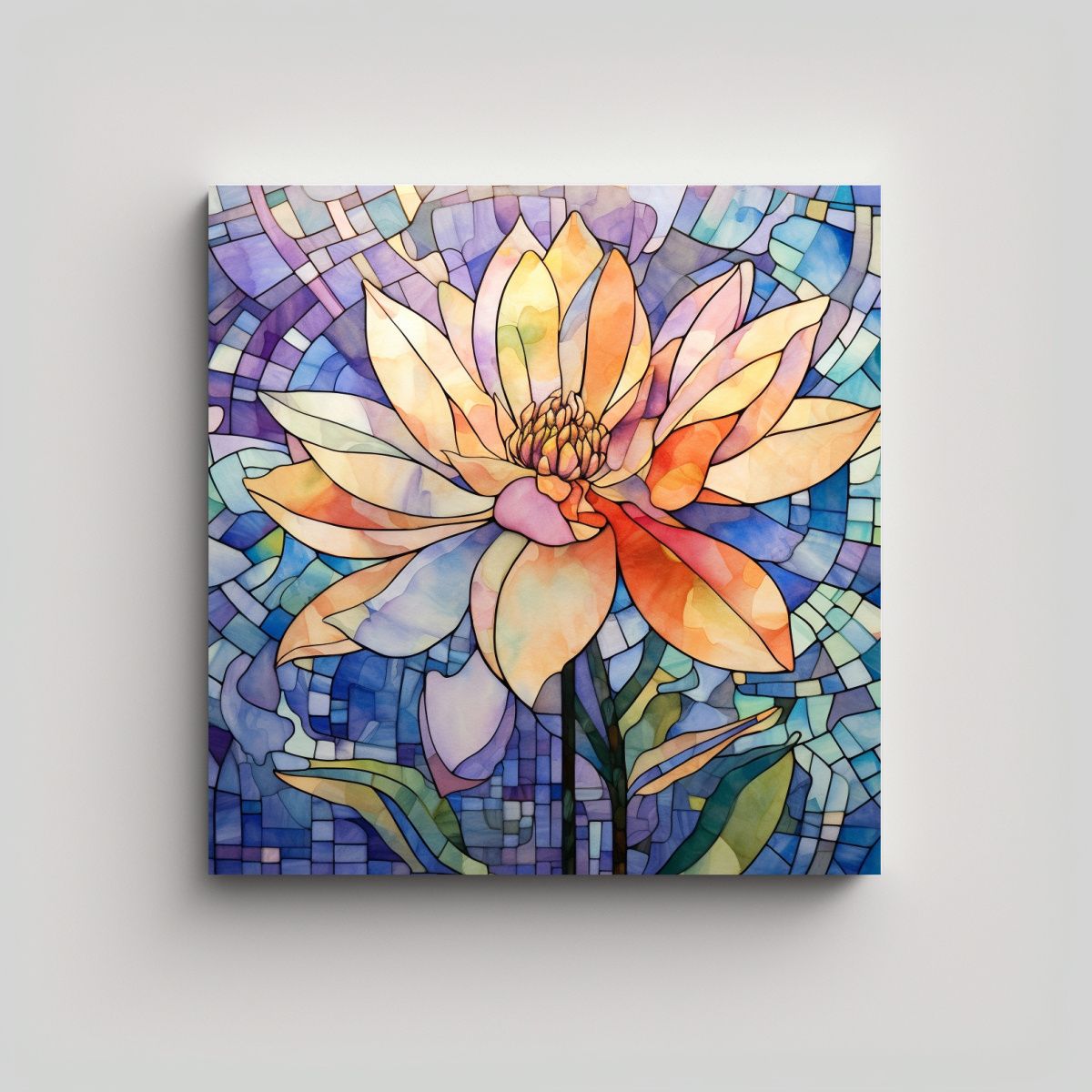 GENERICO - Flor De Vidriera Cuadro Decorativo Para Oficina 70x70 Cm