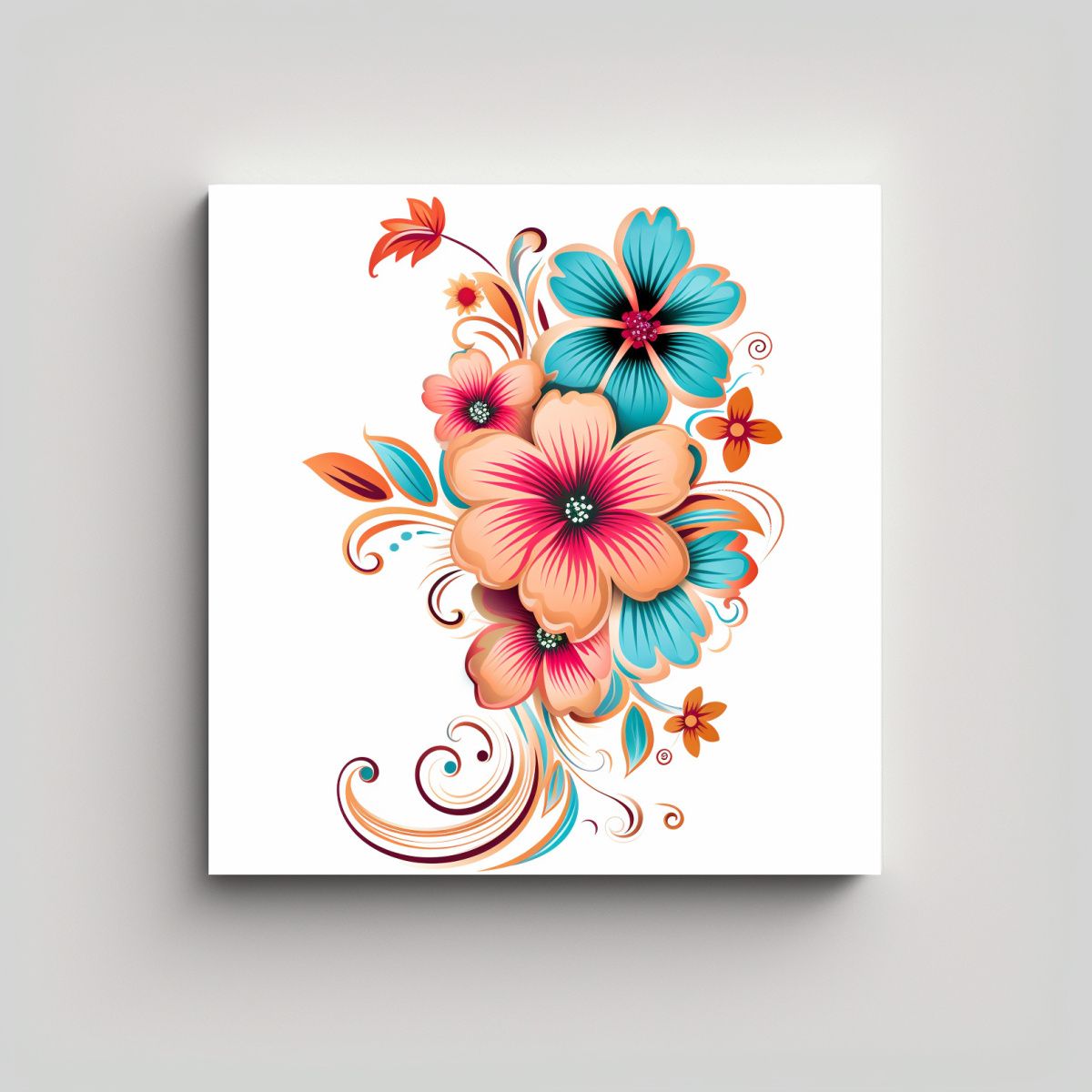 GENERICO - Pintura Surrealista Conceptual De Flores Arte De 80x80 Cm.