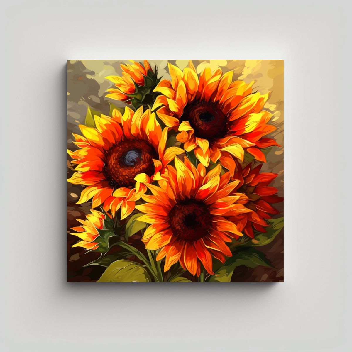 GENERICO - Ilustración De Girasoles Coloridos Para 80x80 Cm