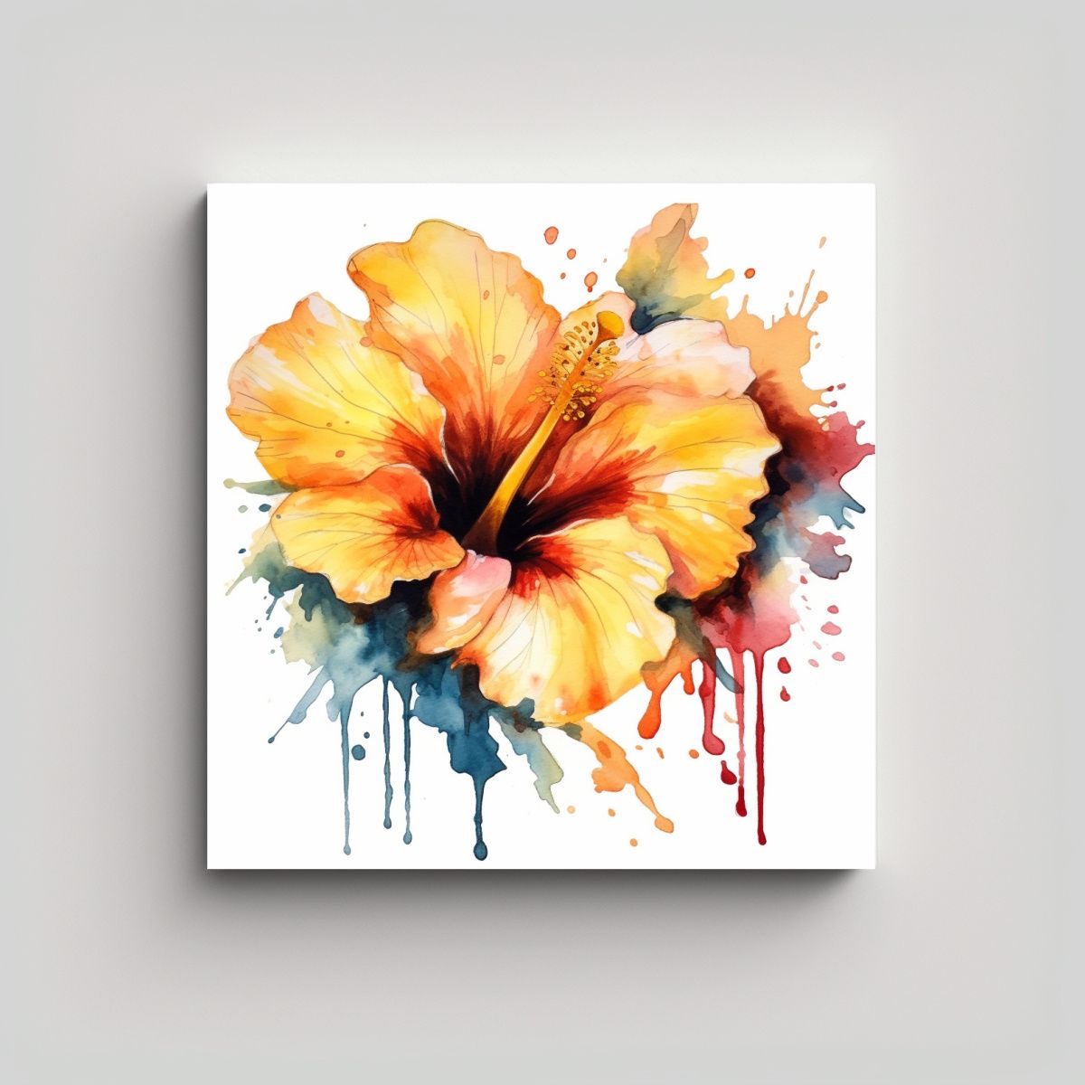 GENERICO - Cuadro De Arte Decorativo Hibiscus Amarillo 70x70 Cm