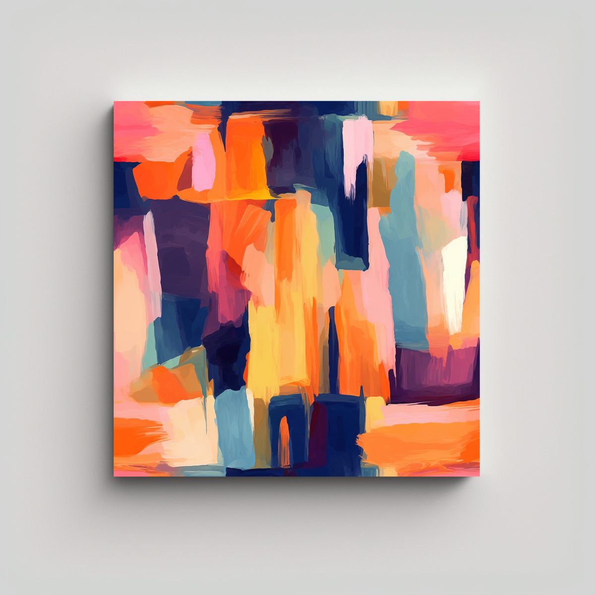 GENERICO - Cuadro Decorativo Abstracto En Tonos Naturales 90x90 Cm