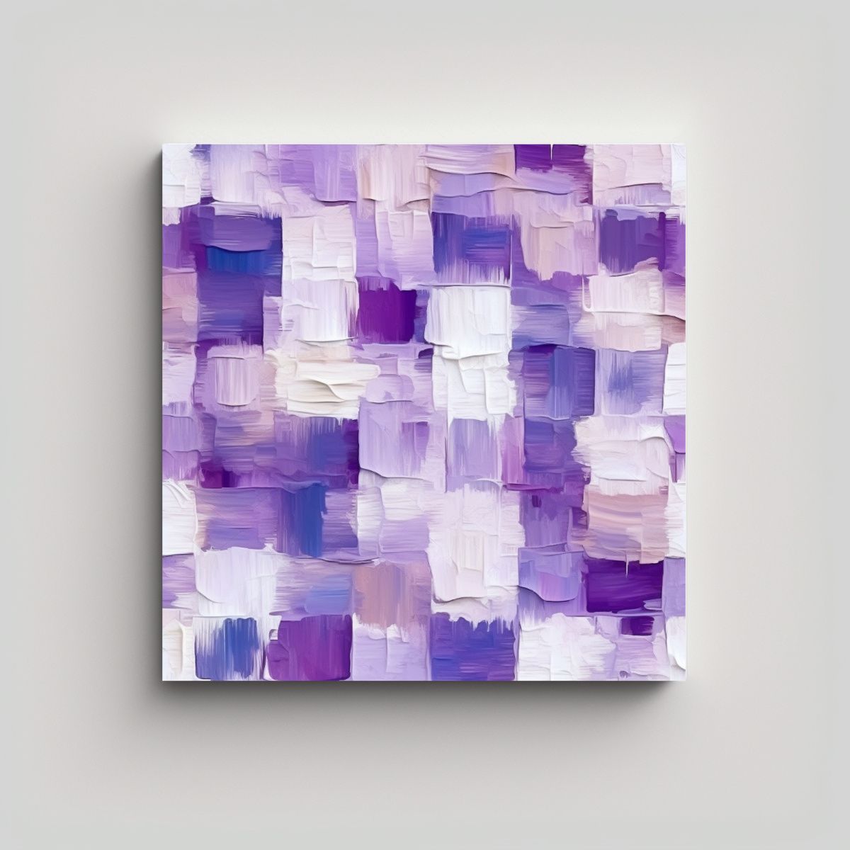 GENERICO - Pintura Al óleo Con Patrón De Cuadros Blanco Y 80x80 Cm