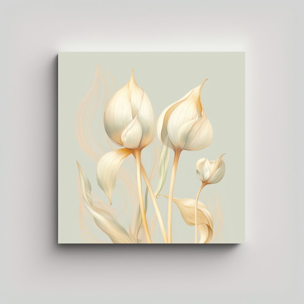 GENERICO - Ilustración Abstracta Con Hojas De Ajo Seco 80x80 Cm