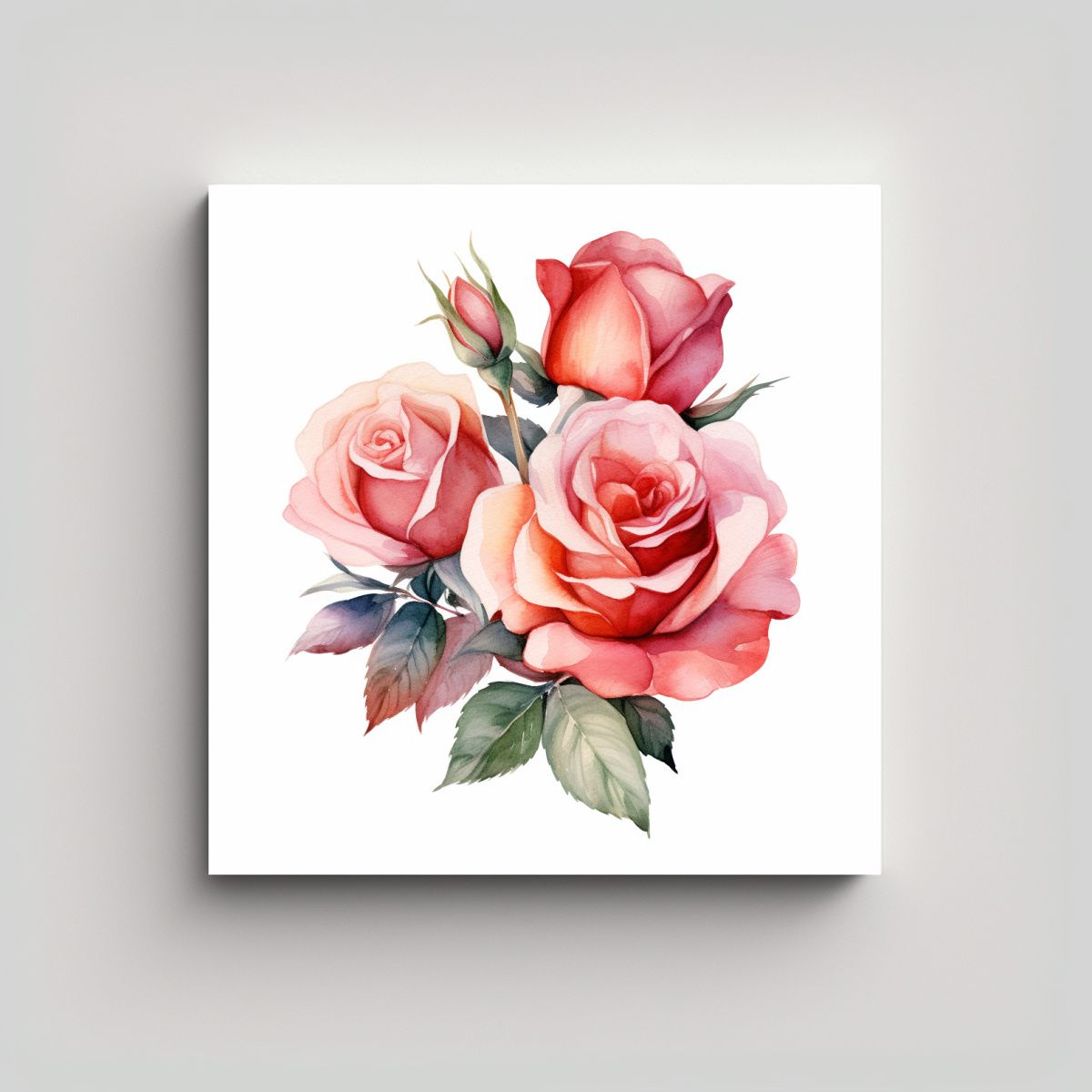 GENERICO - Clipart De Rosas Hermosas En Acuarela Arte De 70x70 Cm