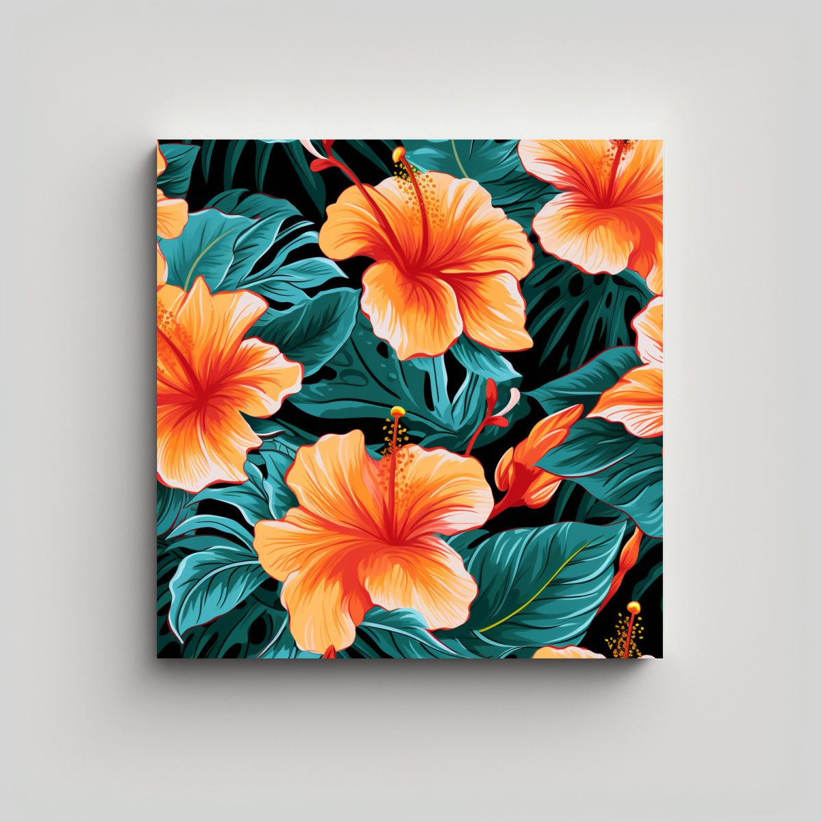 GENERICO - Arte Retro Simple Flores De Hibisco Para 80x80 Cm