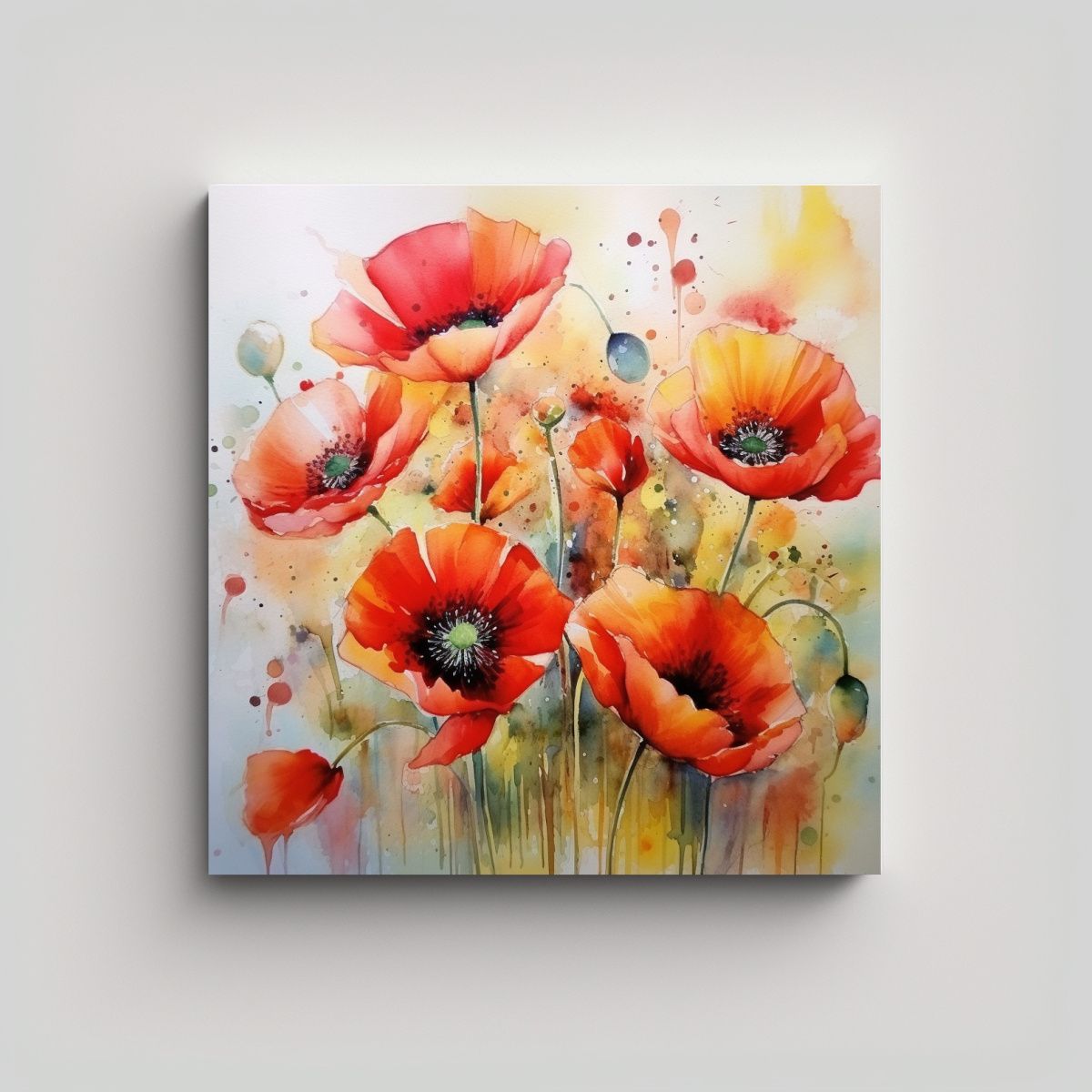 GENERICO - Cuadros Decorativos Elegantes De Amapolas En 70x70 Cm