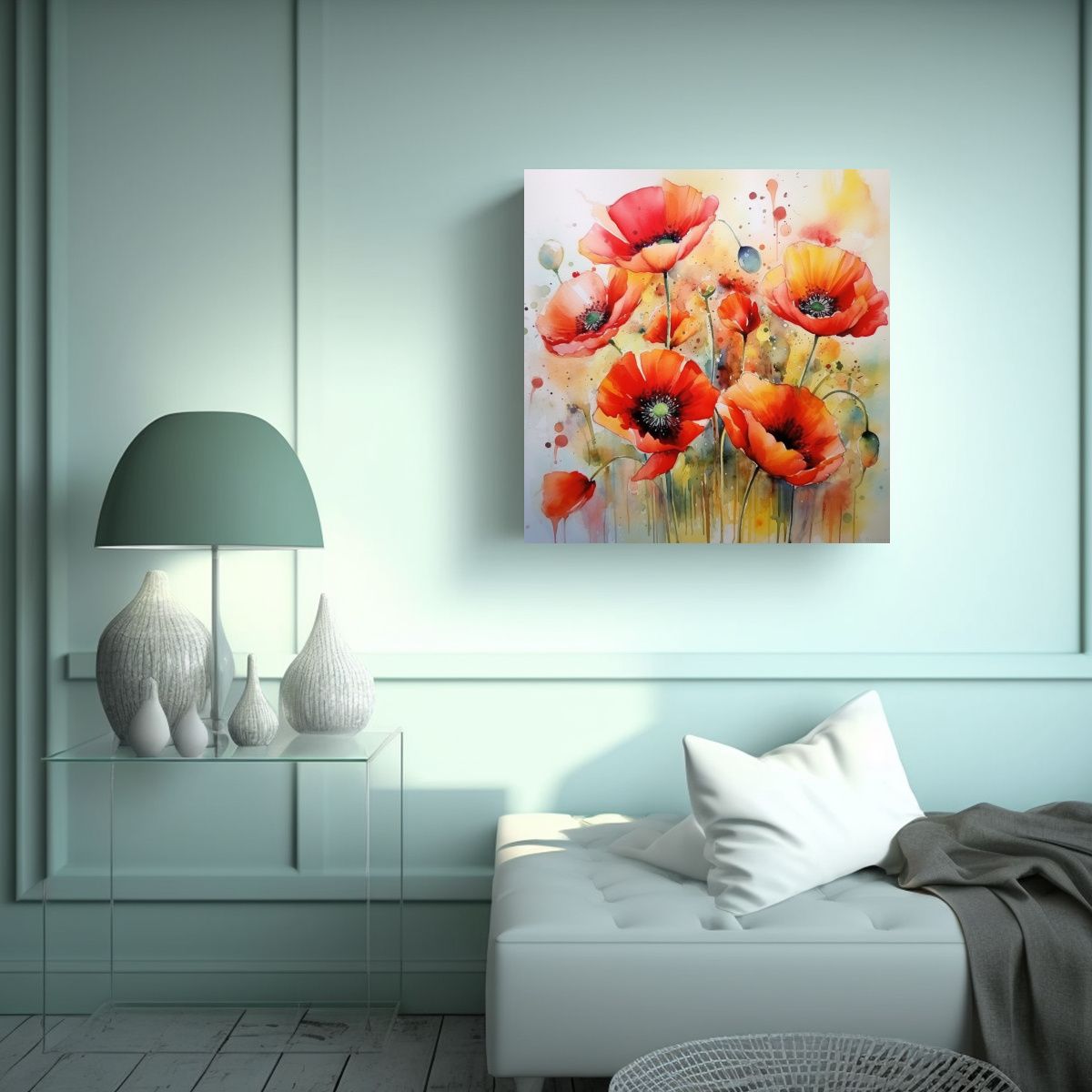 GENERICO - Cuadros Decorativos Elegantes De Amapolas En 70x70 Cm