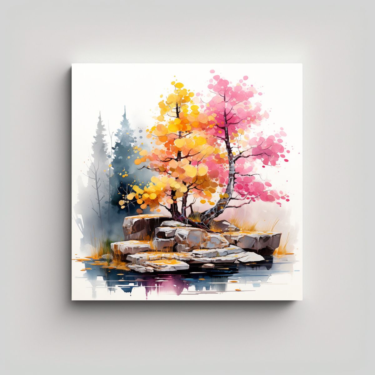 GENERICO - Pintura Abstracta Tela Tema Exclusivo Árbol 70x70 Cm.