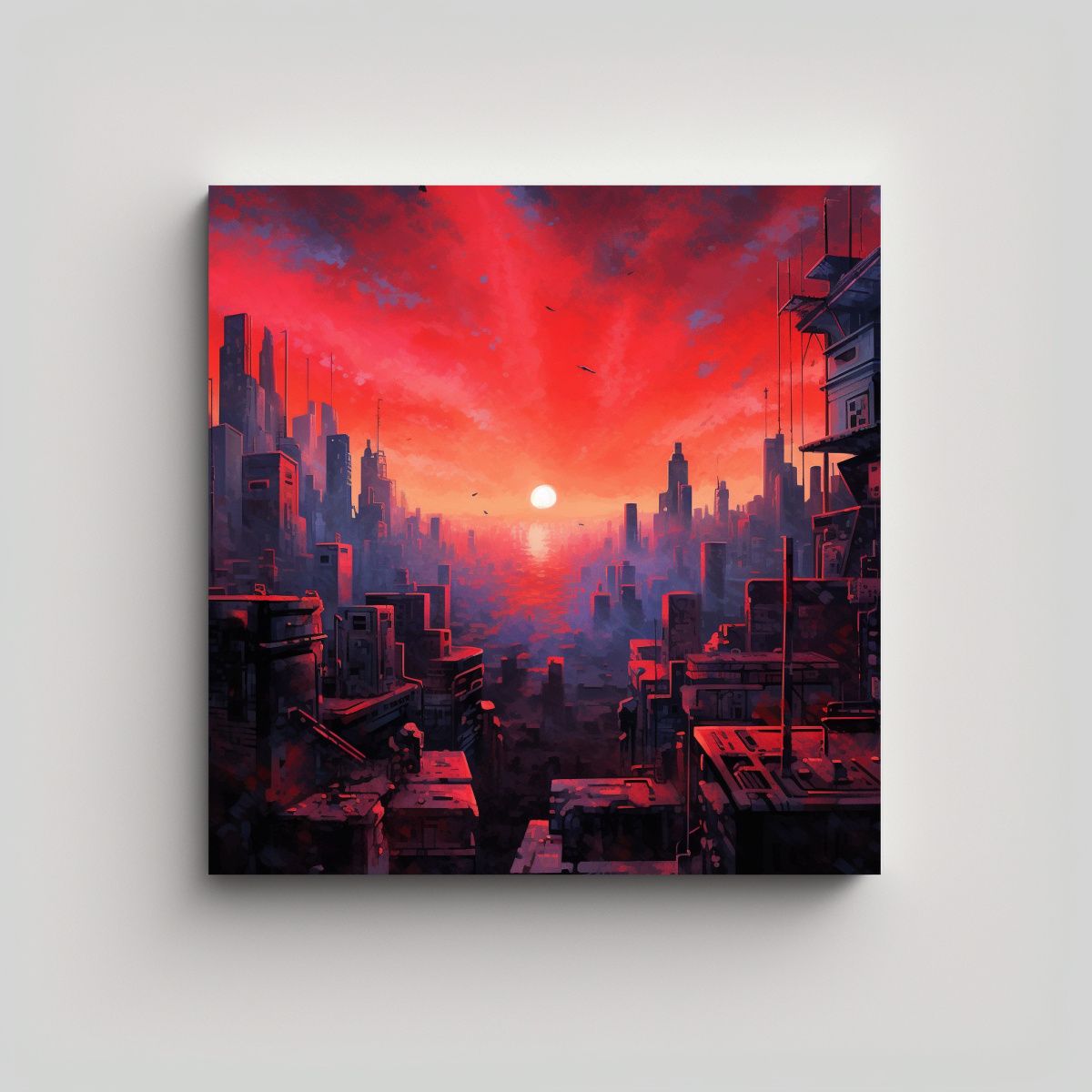 GENERICO - Cuadro De Ciudad Estética En Perspectiva Desde 90x90 Cm