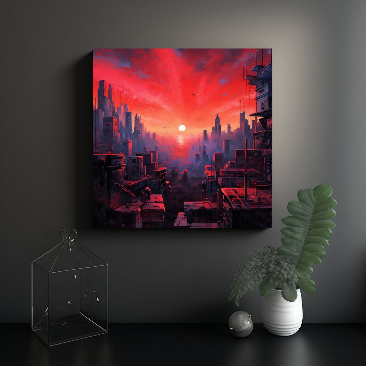 GENERICO - Cuadro De Ciudad Estética En Perspectiva Desde 90x90 Cm