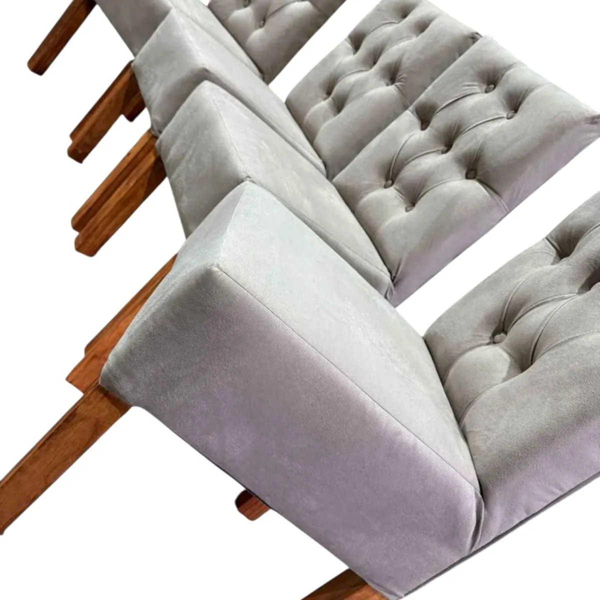 GENERICO - 4 Sillas Gris Capitones Felpa Madera