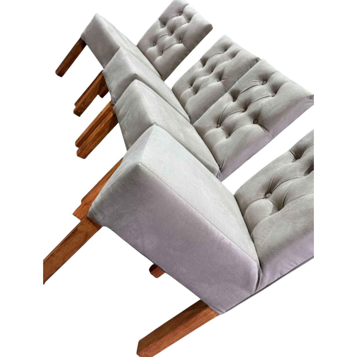 GENERICO - 4 Sillas Gris Capitones Felpa Madera