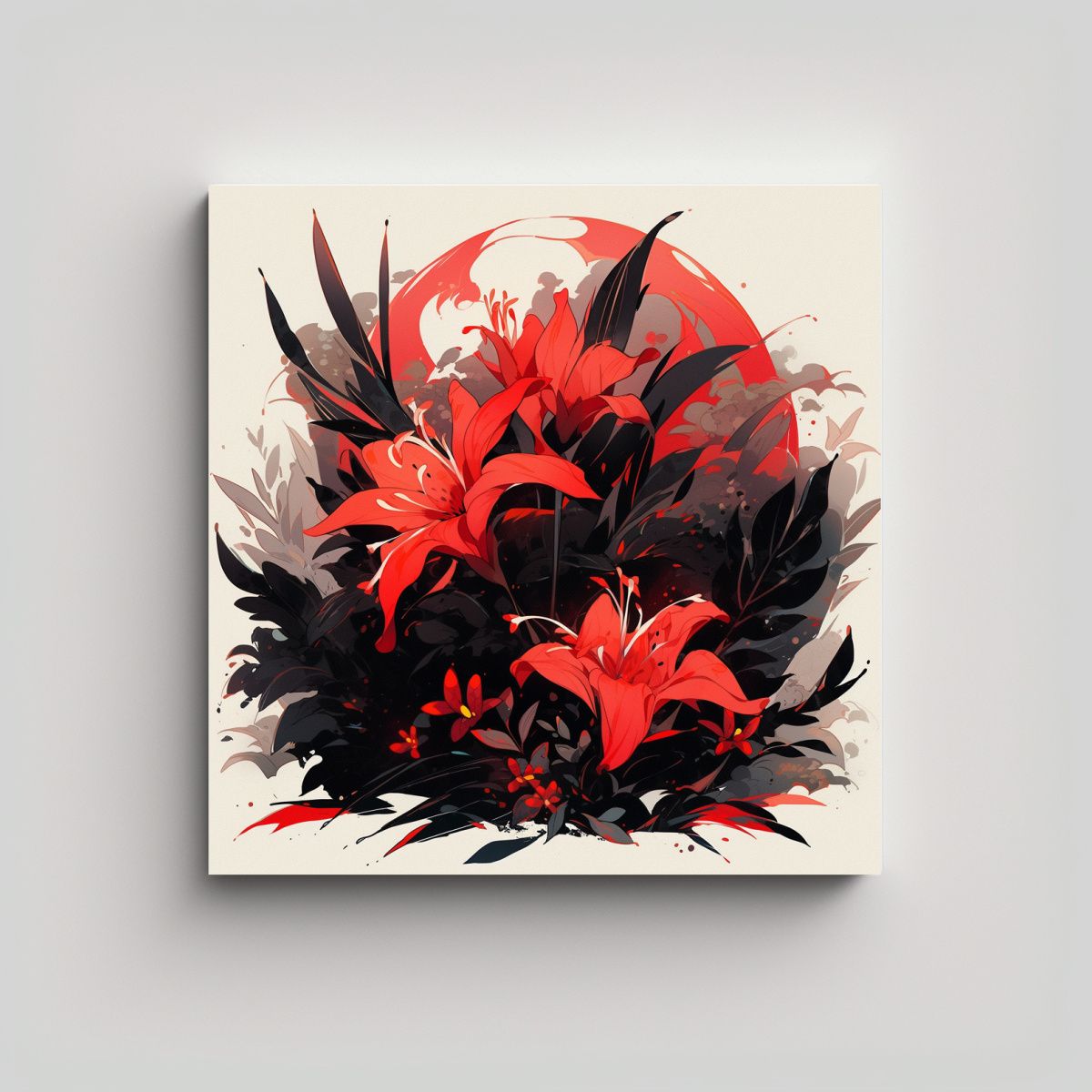 GENERICO - Cuadro Lienzo Movimiento Profundidad Rojo Y Negro 80x80 Cm