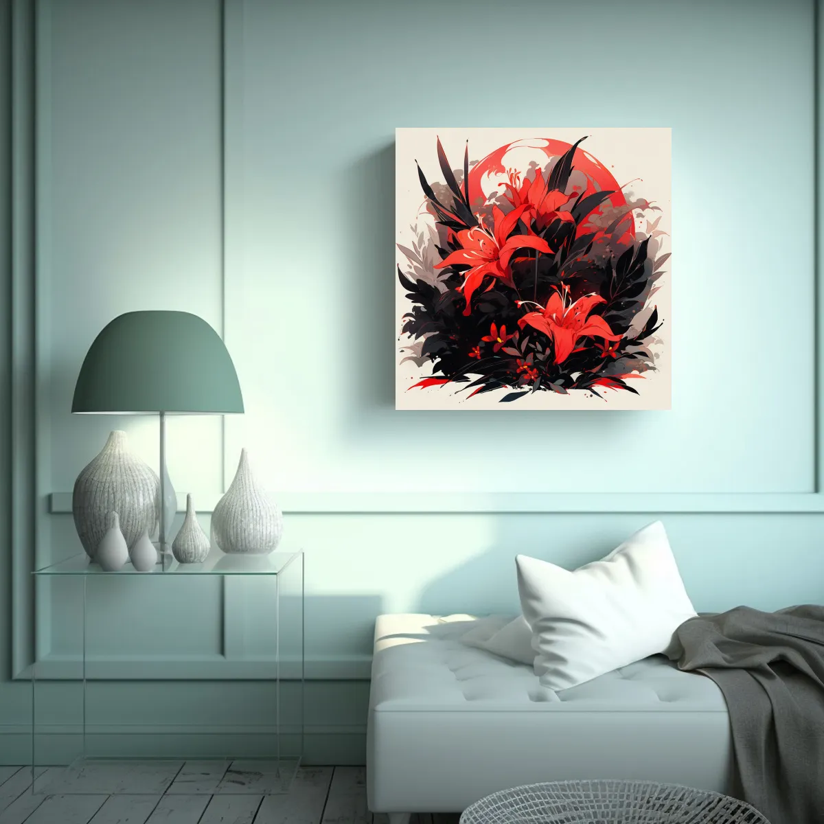 GENERICO - Cuadro Lienzo Movimiento Profundidad Rojo Y Negro 80x80 Cm
