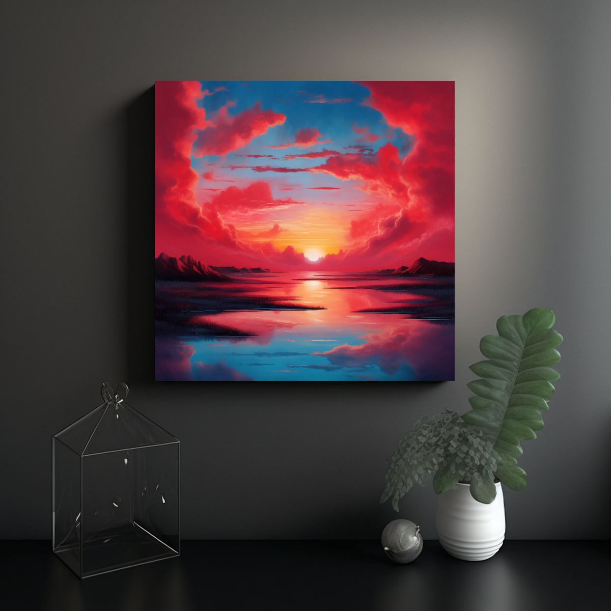 GENERICO - Pinturas Decorativas Elegancia Amanecer Rojo 80x80 Cm.