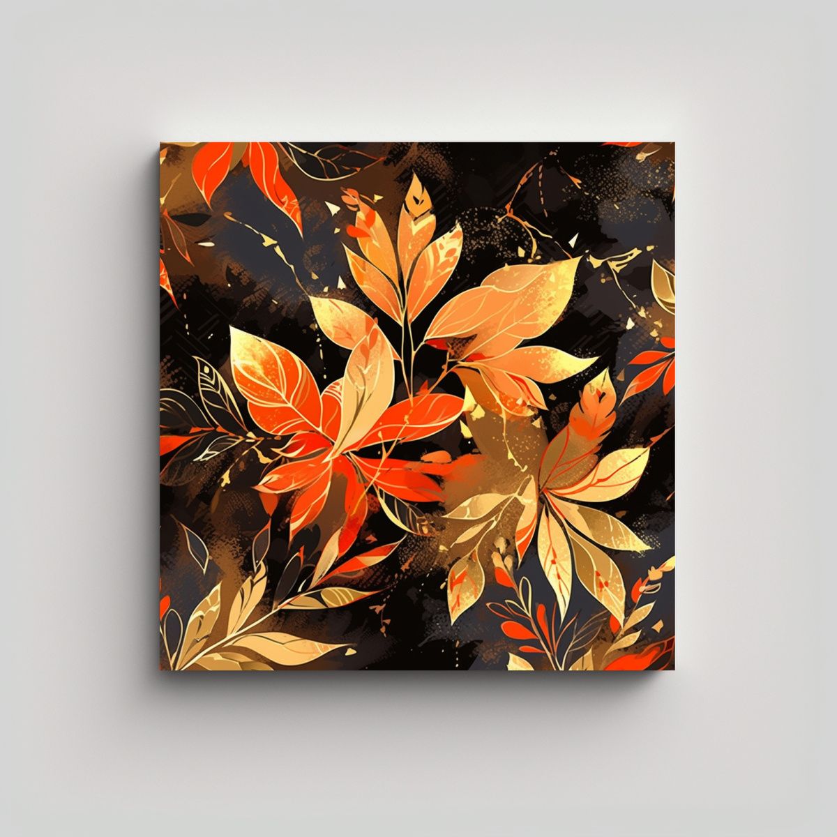 GENERICO - Cuadro Perspectiva Naranja Y Dorado Atmosfera 90x90 Cm