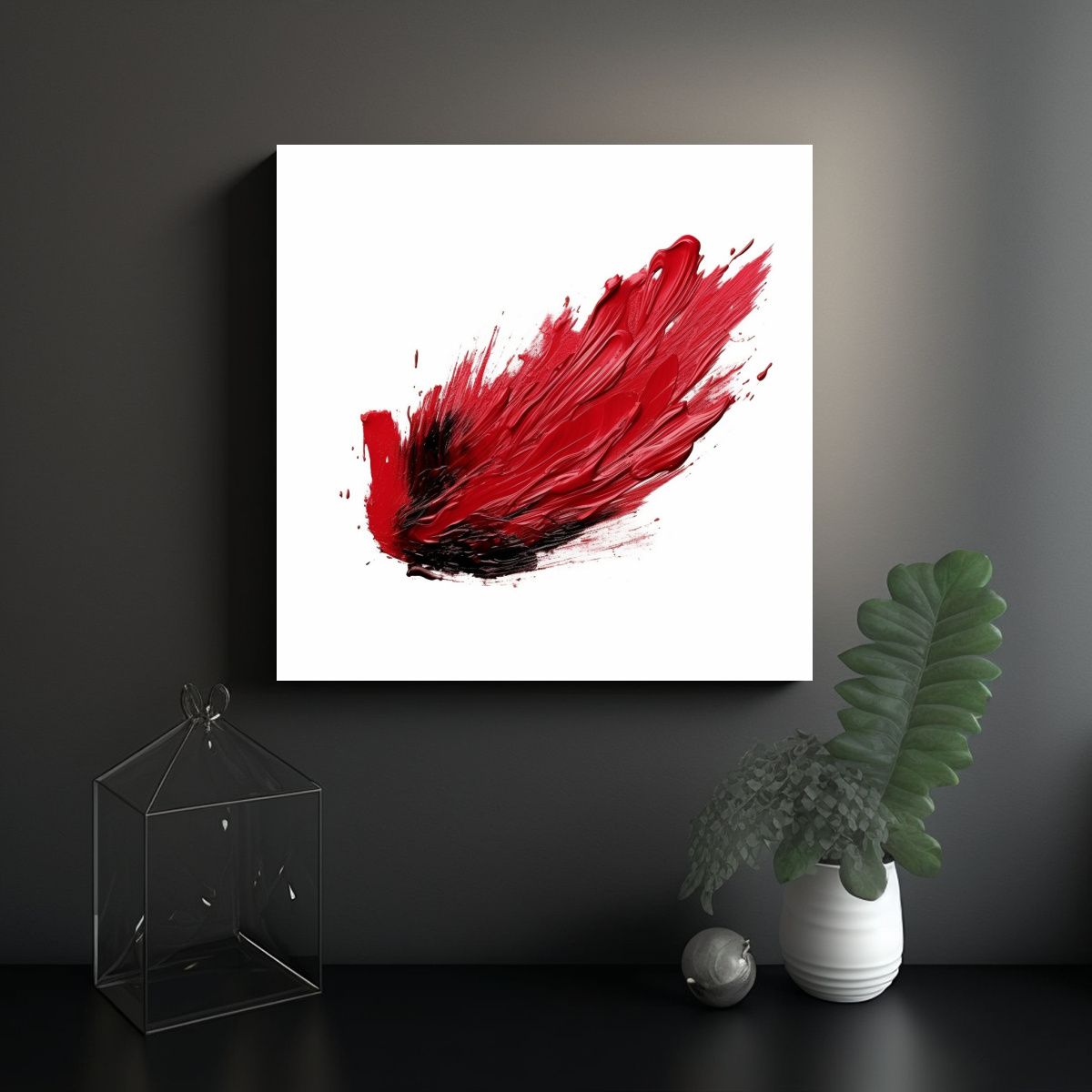 GENERICO - Pintura Abstracta Pinceladas Separadas En Fondo 90x90 Cm