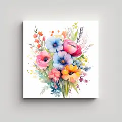 GENERICO - Cuadro Decorativo Urbano De Flores En Acuarela - 80x80 Cm