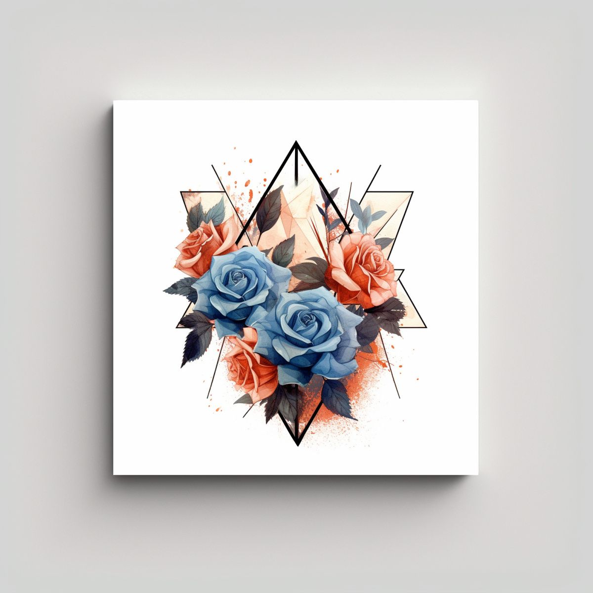 GENERICO - Roses Geometry Conceptual Arte Blanco 70x70 Cm