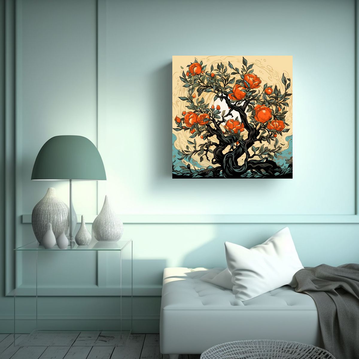 GENERICO - Lienzo Abstracto Dormitorio Un Granado En 70x70 Cm.