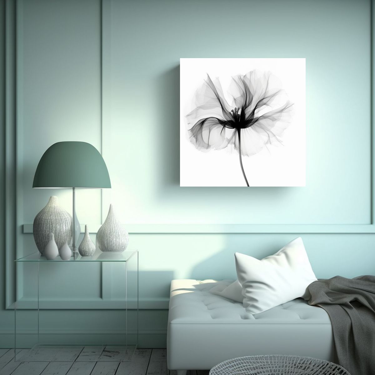 GENERICO - Flor Radiografía Lienzo Expresión Luminosidad 70x70 Cm